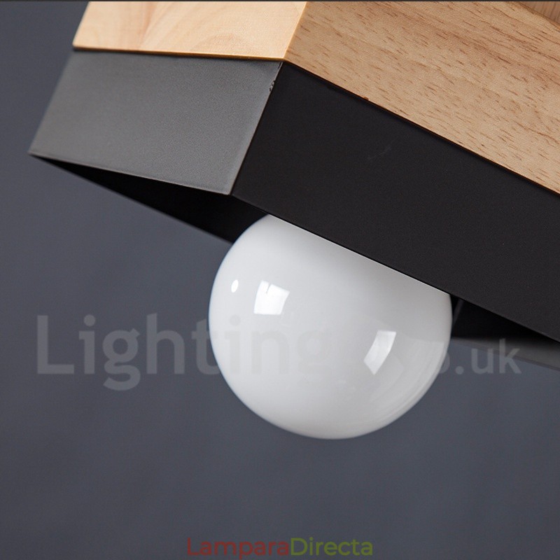 Lámpara colgante moderna contemporánea de madera, metal y madera