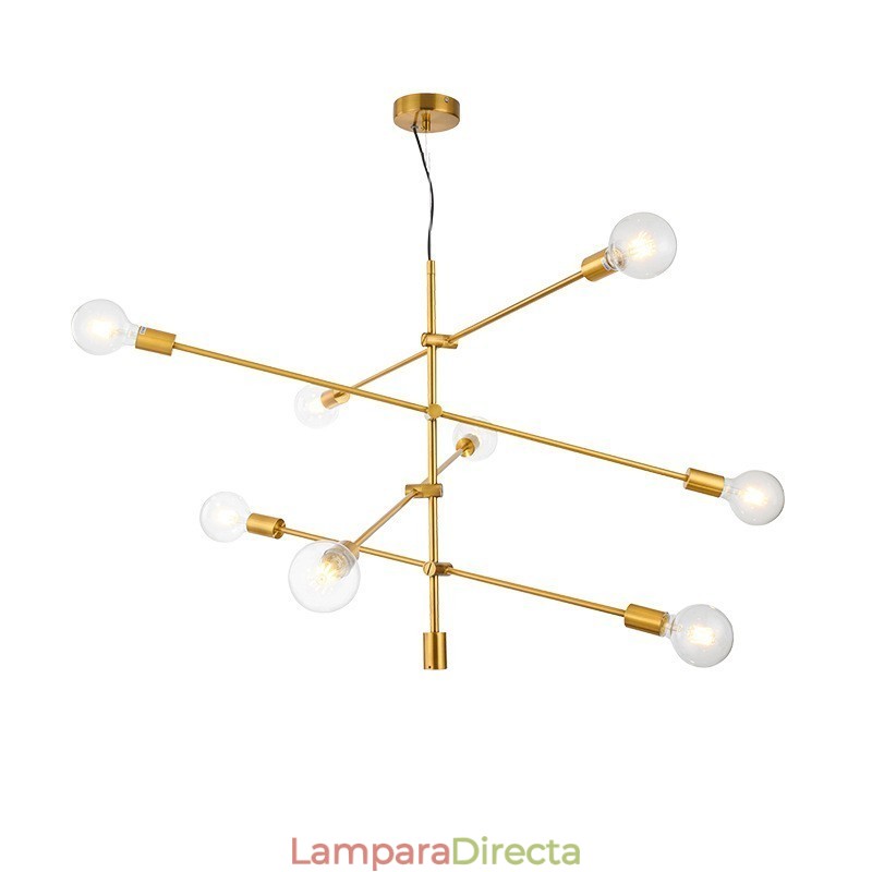 Lámpara de araña de cobre de 6 luces con pantalla de cristal