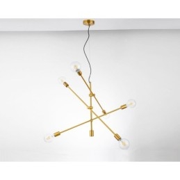 Lámpara de araña de cobre de 6 luces con pantalla de cristal