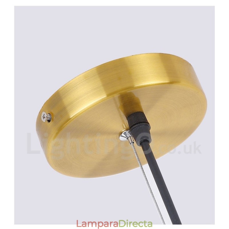 Lámpara de araña de cobre de 6 luces con pantalla de cristal