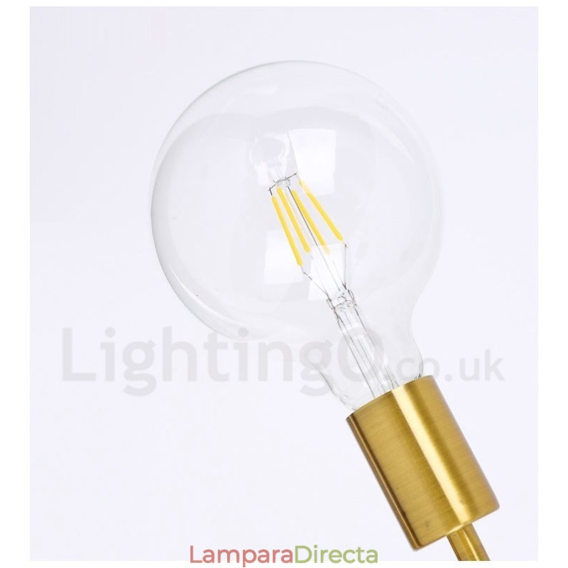 Lámpara de araña de cobre de 6 luces con pantalla de cristal