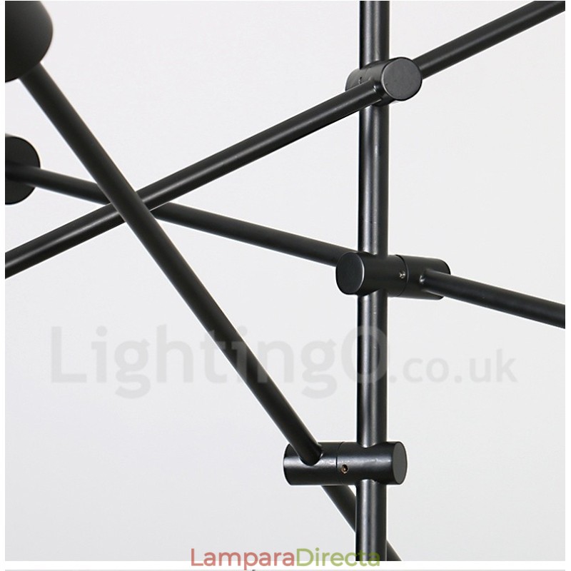 Lámpara de araña de cobre de 6 luces con pantalla de cristal