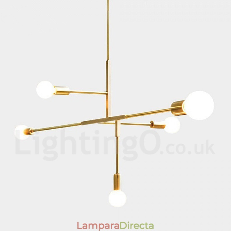 Lámpara de araña moderna contemporánea de cobre de 5 luces