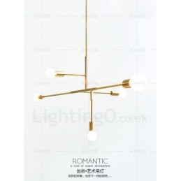 Lámpara de araña moderna contemporánea de cobre de 5 luces