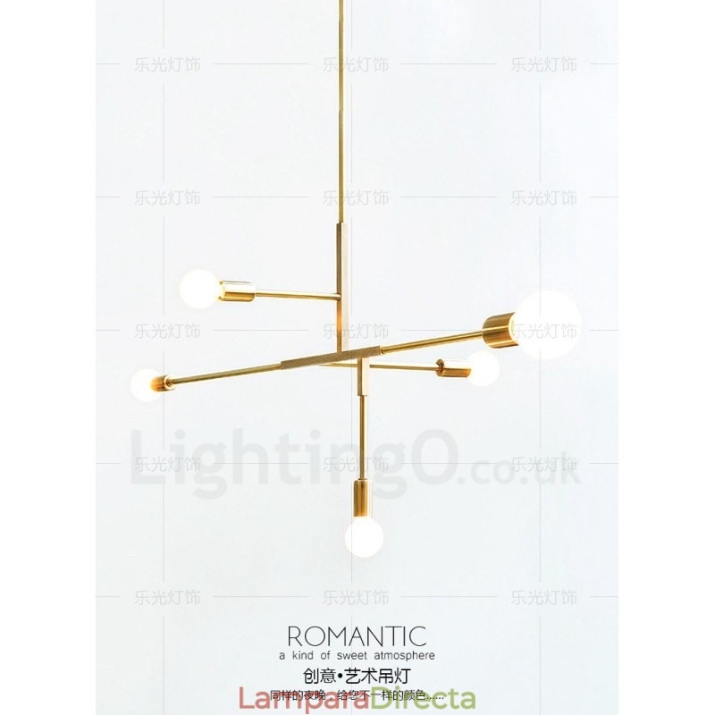 Lámpara de araña moderna contemporánea de cobre de 5 luces