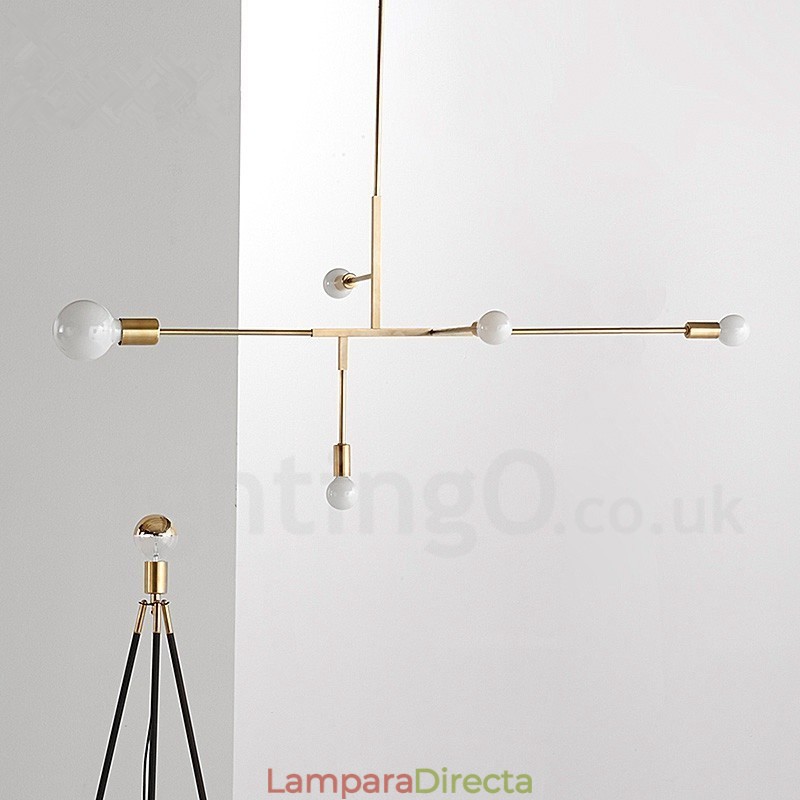 Lámpara de araña moderna contemporánea de cobre de 5 luces