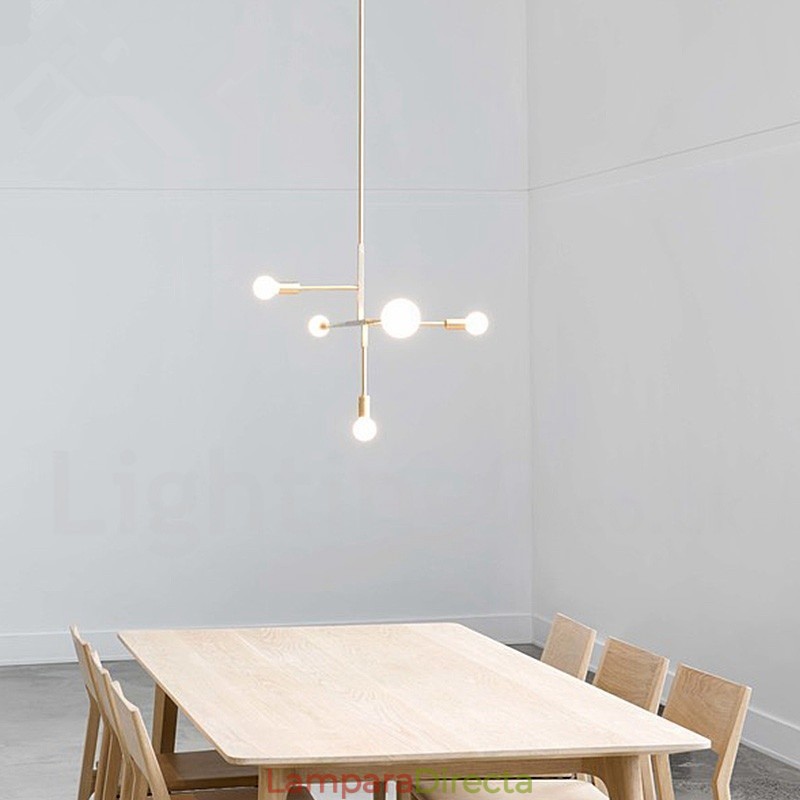 Lámpara de araña moderna contemporánea de cobre de 5 luces