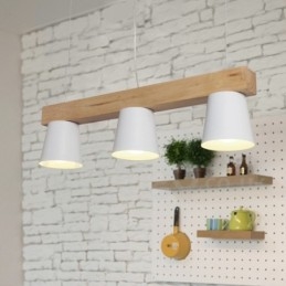 Lámpara colgante de madera contemporánea moderna de 3 luces