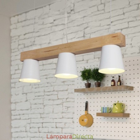 Lámpara colgante de madera contemporánea moderna de 3 luces Lámpara colgante de madera contemporánea moderna de 3 luces
