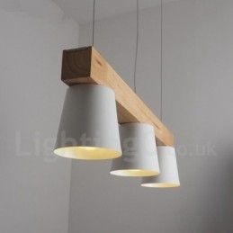 Lámpara colgante de madera contemporánea moderna de 3 luces