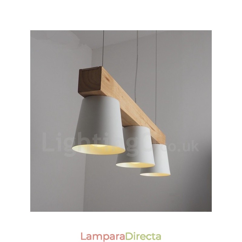 Lámpara colgante de madera contemporánea moderna de 3 luces