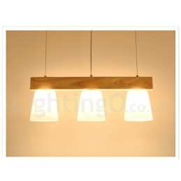 Lámpara colgante de madera contemporánea moderna de 3 luces