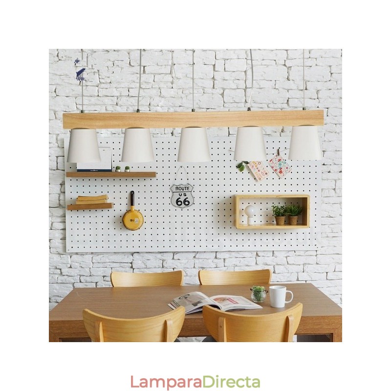 Lámpara colgante de madera contemporánea moderna de 5 luces