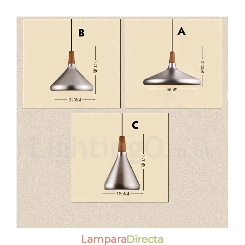 Lámpara colgante moderna contemporánea de metal de 1 luz