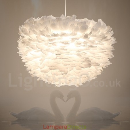 Lámpara colgante de plumas blancas Lámpara colgante de plumas blancas
