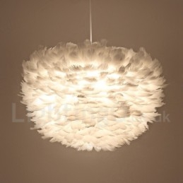Lámpara colgante de plumas blancas