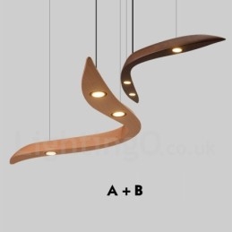 Lámpara colgante moderna contemporánea de madera de 3 luces