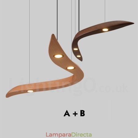 Lámpara colgante moderna contemporánea de madera de 3 luces Lámpara colgante moderna contemporánea de madera de 3 luces