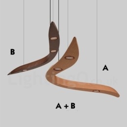 Lámpara colgante moderna contemporánea de madera de 3 luces
