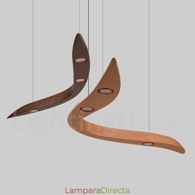 Lámpara colgante moderna contemporánea de madera de 3 luces