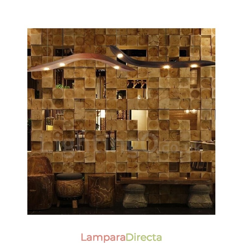Lámpara colgante moderna contemporánea de madera de 3 luces