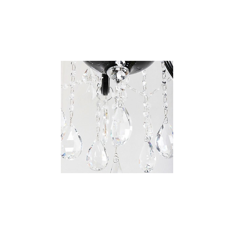 Lámpara de araña de cristal de 6 luces con detalles de diseño en negro
