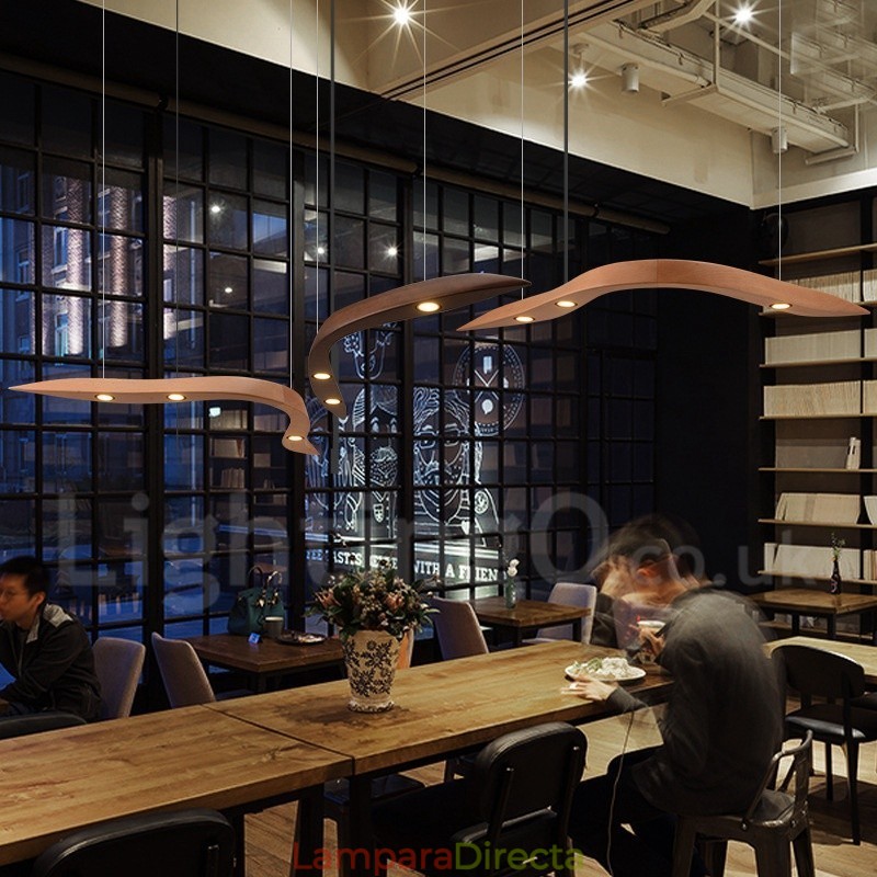 Lámpara colgante moderna contemporánea de madera de 3 luces