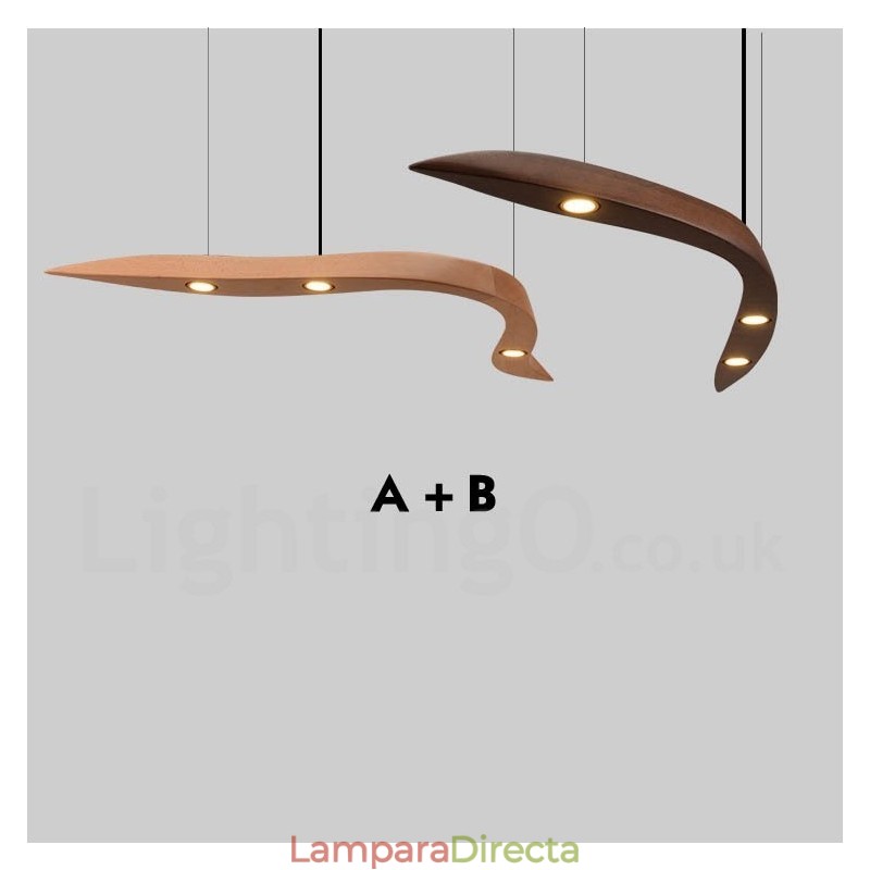 Lámpara colgante moderna contemporánea de madera de 3 luces