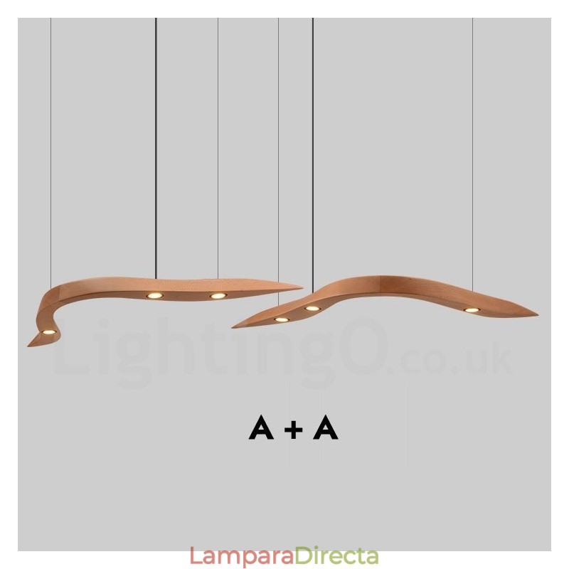 Lámpara colgante moderna contemporánea de madera de 3 luces