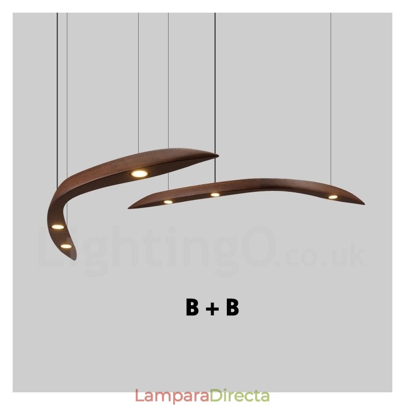 Lámpara colgante moderna contemporánea de madera de 3 luces