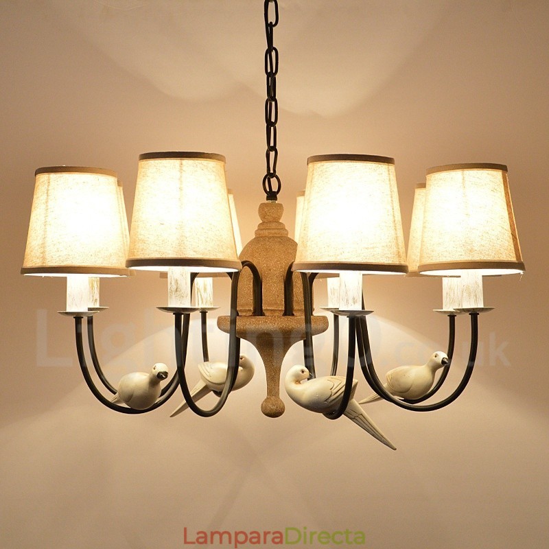 Lámpara colgante rústica vintage de 8 luces