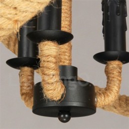Lámpara colgante vintage de 3 luces con cuerda de cáñamo