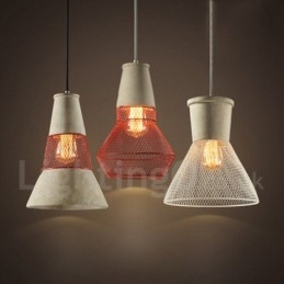 Lámpara colgante rústica tipo cabaña de hormigón y metal de 1 luz