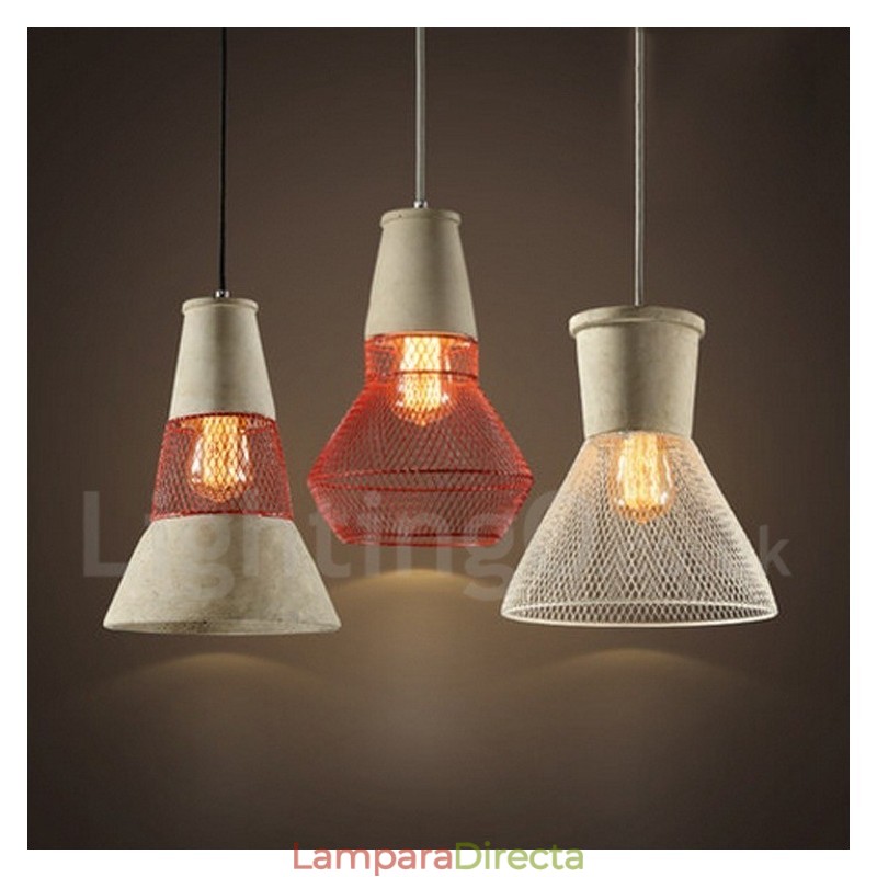 Lámpara colgante rústica tipo cabaña de hormigón y metal de 1 luz