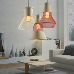 Lámpara colgante rústica tipo cabaña de hormigón y metal de 1 luz