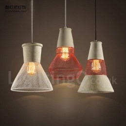 Lámpara colgante rústica tipo cabaña de hormigón y metal de 1 luz