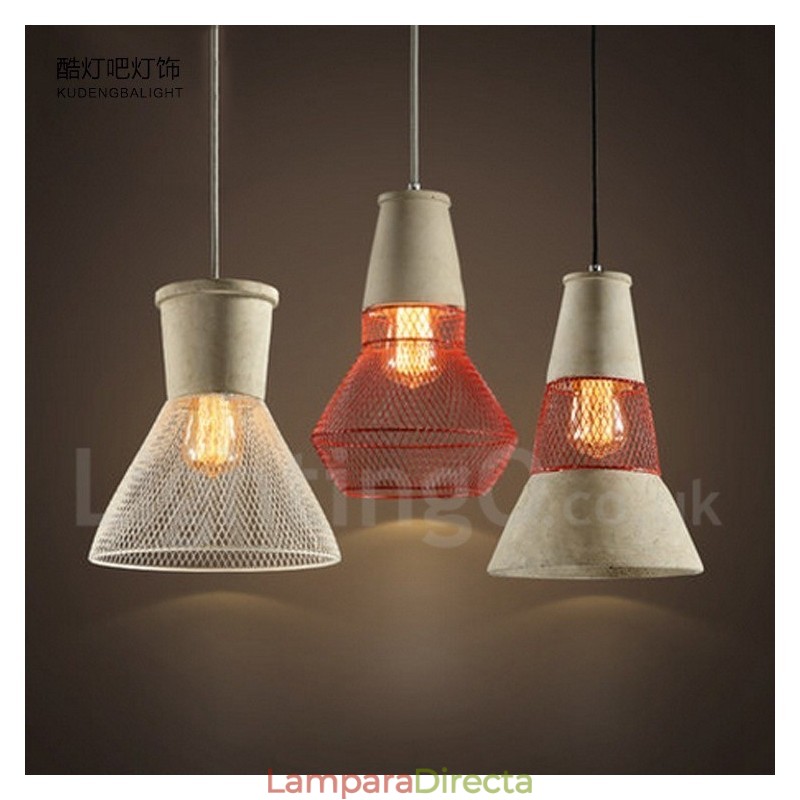 Lámpara colgante rústica tipo cabaña de hormigón y metal de 1 luz