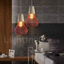 Lámpara colgante rústica tipo cabaña de hormigón y metal de 1 luz
