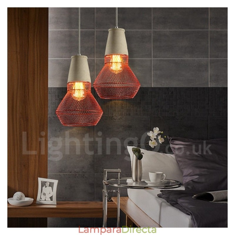 Lámpara colgante rústica tipo cabaña de hormigón y metal de 1 luz
