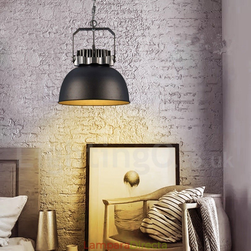 Lámpara colgante vintage de metal estilo country negro