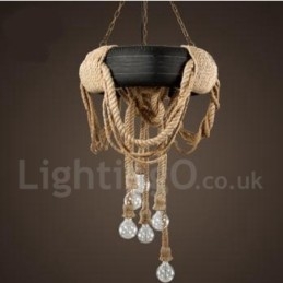Lámpara colgante vintage de estilo campestre de 6 luces