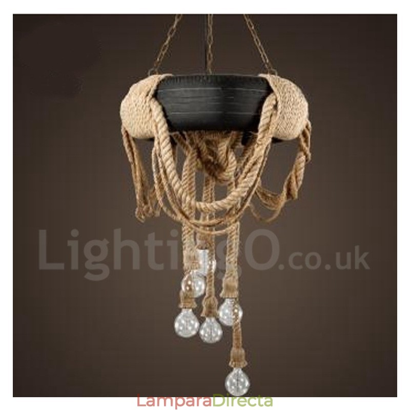 Lámpara colgante vintage de estilo campestre de 6 luces