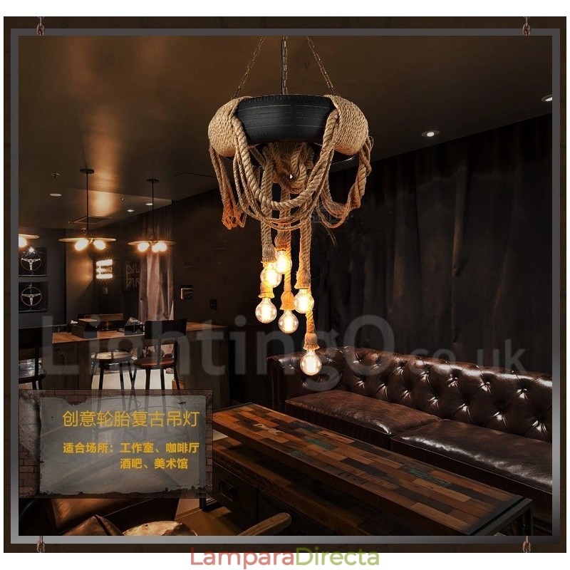 Lámpara colgante vintage de estilo campestre de 6 luces