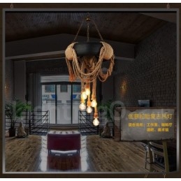 Lámpara colgante vintage de estilo campestre de 6 luces