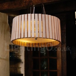 Lámpara colgante de tambor de madera contemporánea moderna
