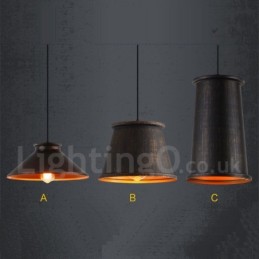 Lámpara colgante de metal retro vintage de 1 luz