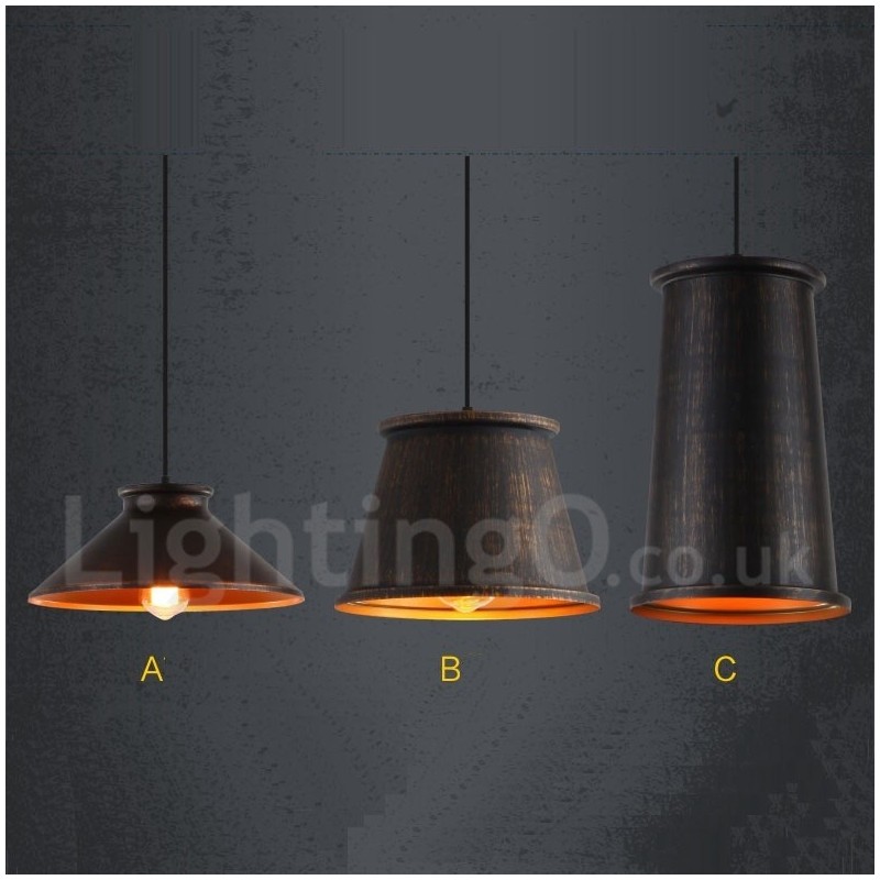 Lámpara colgante de metal retro vintage de 1 luz
