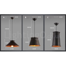 Lámpara colgante de metal retro vintage de 1 luz