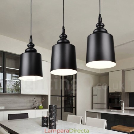 Lámpara colgante moderna contemporánea negra de 3 luces Lámpara colgante moderna contemporánea negra de 3 luces