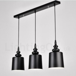 Lámpara colgante moderna contemporánea negra de 3 luces